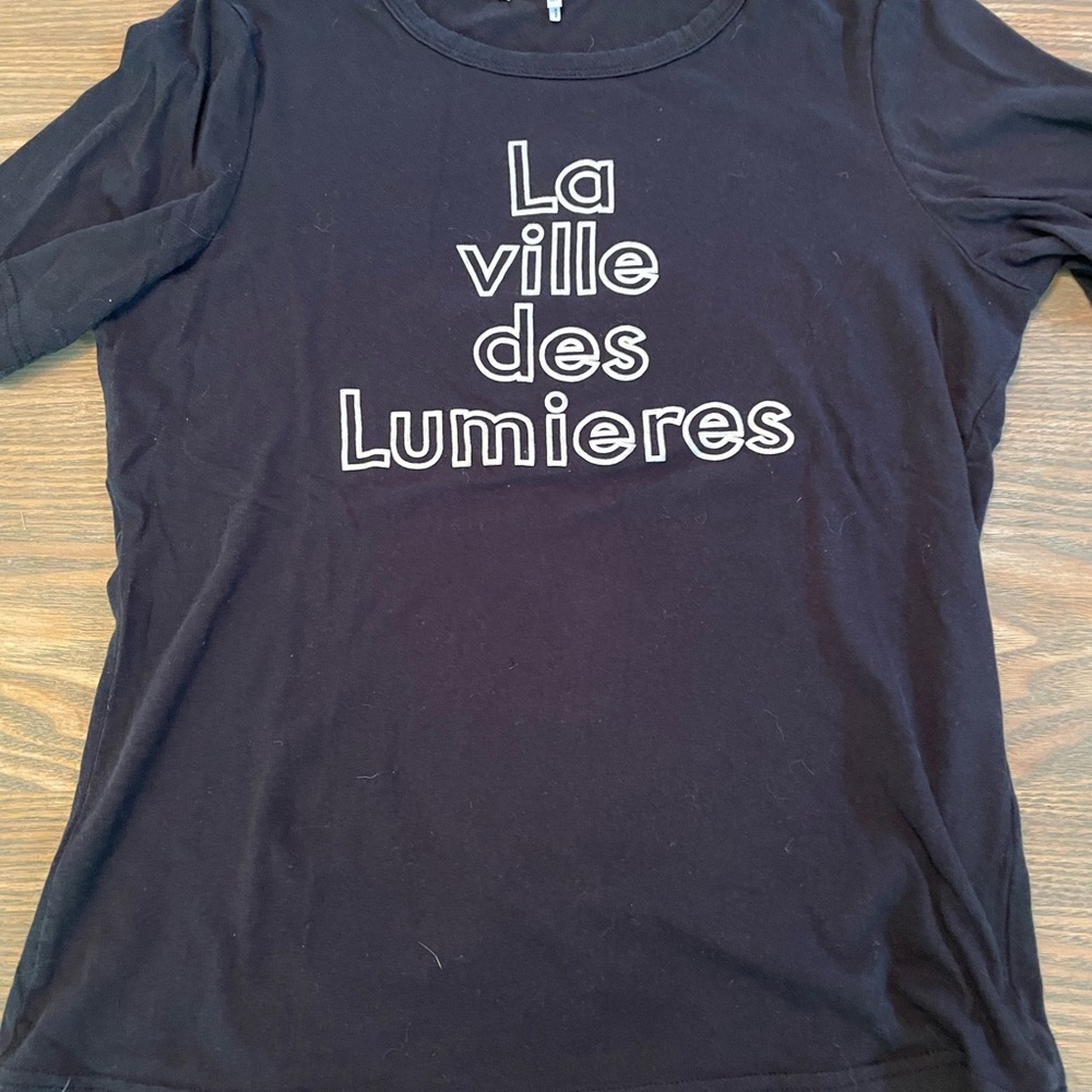 Frame Denim Black Short Sleeve Tee “City of Lights” Paris T-shirt